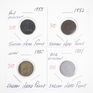 lot 310 image: 1880-1883 Indian Head Penny Coin Group of 4