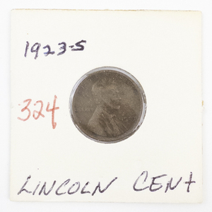 lot 324 image: 1923-S Lincoln Wheat Cent Penny