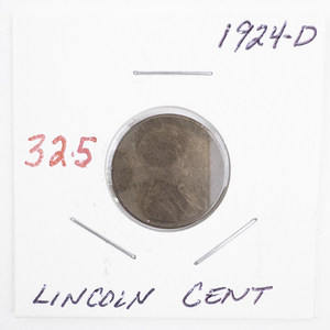 lot 325 image: 1924-D Lincoln Wheat Cent Penny