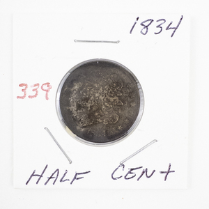 lot 339 image: 1834 Classic Head Half Cent Coin