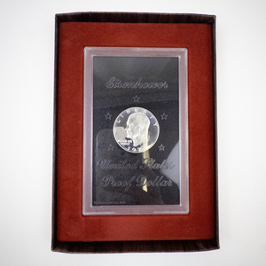 lot 344 image: 1973 Eisenhower Uncirculated Proof Dollar in Display Box