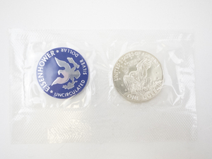 lot 347 image: 1974 Uncirculated 40% Silver Eisenhower Dollar in Sealed Packaging