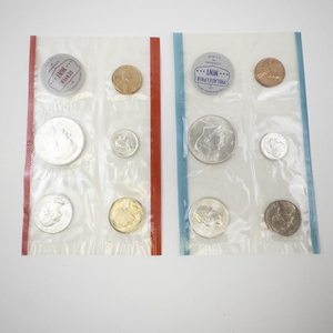 lot 376 image: 1964 Silver Philadelphia and Denver Mint Set Uncirculated Coins in Original Packaging