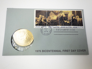 lot 399 image: 1976 Bicentennial Thomas Jefferson Medal First Day Cover #5 of 5