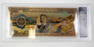 lot 401 image: BRADFORD EXCHANGE - 24K Gold Plated $50 Commemorative Note in Display Case
