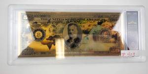lot 403 image: BRADFORD EXCHANGE - Hot Springs National Park 24K Gold Foil $50 Commemorative Note in Display Case