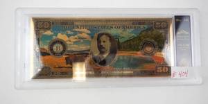 lot 404 image: BRADFORD EXCHANGE - Yellowstone National Park 24K Gold-Plated $50 Commemorative Note in Display Case