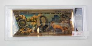 lot 405 image: BRADFORD EXCHANGE - Yosemite National Park 24K Gold-Plated Commemorative Note in Display Case