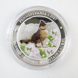 lot 418 image: .999 Fine Silver Pennsylvania State Bird and Flower 1 Troy Oz Coin