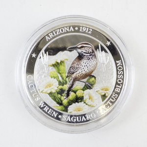 lot 419 image: Arizona State Bird and Flower 1 Troy Oz .999 Fine Silver Round