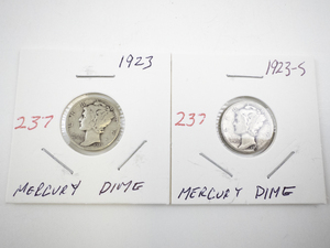 lot 237 image: 1923 and 1923-S Mercury Dimes in Protective Holders