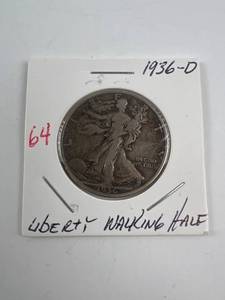 lot 64 image: 1936-D Walking Liberty Half Dollar