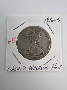 lot 65 image: 1936-S Walking Liberty Half Dollar