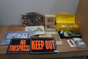 lot 219 image: Assorted Signs and Fishing Accessories
