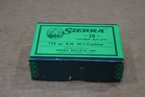 lot 269 image: 100 Sierra 30 Caliber 110 Gr RN M-1-Carbine Bullets