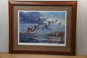 lot 294 image: Framed David Maass Print Fruits of Your Labor - Bluebills - 16244500