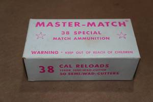 lot 321 image: 50 Master Match .38 Spl 158 Gr SWC Ammo