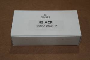 lot 338 image: 50 .45 ACP 200 Gr Sierra HP Ammo