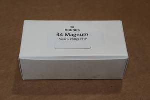 lot 340 image: 50 .44 Magnum 240 Gr Sierra FHP Ammo