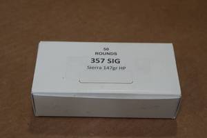 lot 343 image: 50 .357 Sig 147 Gr Sierra HP Ammo