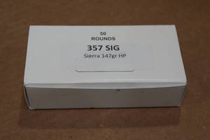 lot 344 image: 50 .357 Sig 147 Gr Sierra HP Ammo