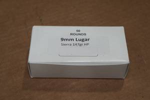 lot 351 image: 50 9mm Luger 147 Gr Sierra HP Ammo