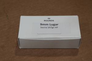 lot 352 image: 50 9mm Luger 147 Gr Sierra HP Ammo