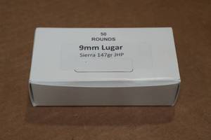 lot 355 image: 50 9mm Luger 147 Gr Sierra JHP Ammo