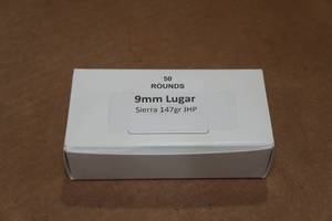 lot 356 image: 50 9mm Luger 147 Gr Sierra JHP Ammo