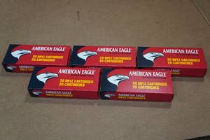 lot 370 image: 100 American Eagle .223 Rem 62 Gr FMJ Ammo