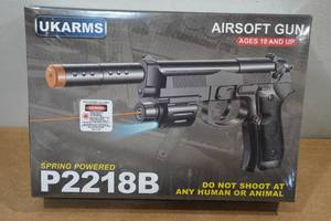 lot 126 image: UKArms P2218B Spring Powered Airsoft Gun with Laser