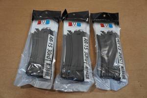 lot 205 image: 3 RWB 30 Round AR-Format Magazines