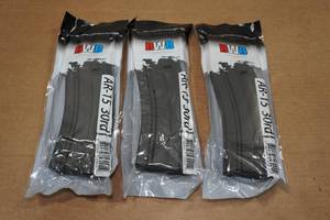 lot 206 image: 3 RWB 30 Round AR-Format Magazines