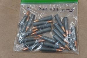 lot 377 image: 21 Mixed 7.62 x 39mm FMJ Ammo