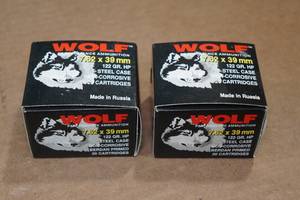 lot 381 image: 40 Wolf 7.62 x 39mm 122 Gr HP Steel Case Ammo