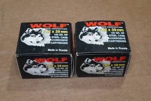 lot 382 image: 40 Wolf 7.62 x 39mm 122 Gr HP Steel Case Ammo
