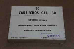 lot 384 image: 20 Colombian Military Surplus .30 Cal (.30-06) Ball Ammo