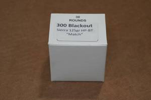 lot 400 image: 30 .300 Blackout 125 Gr Sierra HP-BT Match Ammo