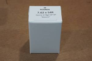 lot 410 image: 20 7.62 x 54R 174 Gr Sierra HP BT Match Ammo
