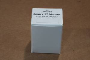 lot 411 image: 20 8mm Mauser 200 Gr HP BT Match Ammo