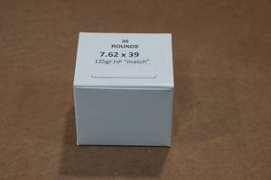 lot 448 image: 30 7.62 x 39mm 125 Gr HP Match Ammo