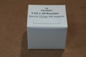 lot 449 image: 30 7.62 x 39mm 125 Gr Sierra HP Match Ammo