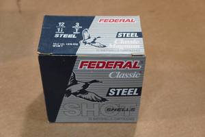 lot 473 image: 25 Federal Classic 12 Gauge 3 Magnum Steel T Shot Shotshells