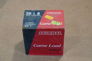lot 485 image: 25 Federal Game Load 20 Gauge 2-34 8 Shot Shotshells