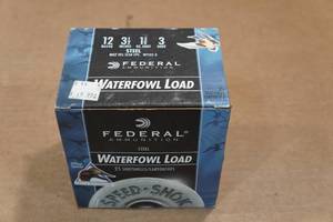 lot 491 image: 25 Federal Speed Shok 12 Gauge 3-12 Steel 3 Shot Shotshells