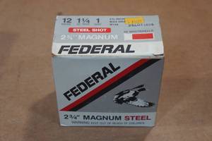 lot 497 image: 25 Federal 12 Gauge 2-34 Magnum Steel 1 Shot Shotshells