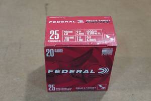 lot 507 image: 25 Federal Field & Target 20 Gauge 2-34 7-12 Shot Shotshells