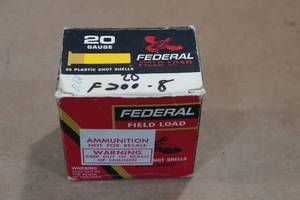 lot 508 image: 20 Federal 20 Gauge 8 Shot Shotshells