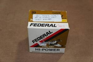 lot 510 image: 21 Federal 20 Gauge 2-34 Steel 4 Shot Shotshells