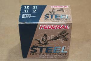 lot 516 image: 25 Federal Duck & Pheasant 12 Gauge 2-34 Steel 2 Shot Shotshells